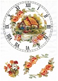 Карта для декупажа А4 "Циферблат "Уютный домик"", 54г/м2