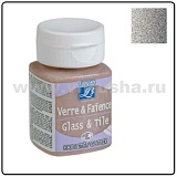 Краска по стеклу и керамике, Glass&Tile, глиттер (с блестками), обжиг, 50 мл, серебряный 719