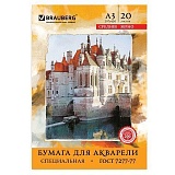 Папка для акварели А3, 297х420 мм, среднее зерно, 20 л., внутренний блок 200 г/м2