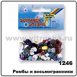 Стразы "Ромбы и восьмигранники", ассорти, различные размеры, 370 шт./уп.